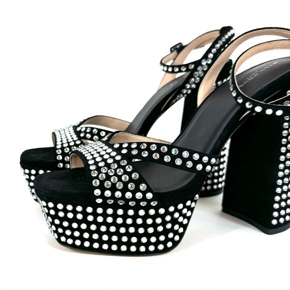 Hill House Home The Party Platform Black Suede Rhinestone Sandals 40 Studed Shoe - Picture 3 of 7